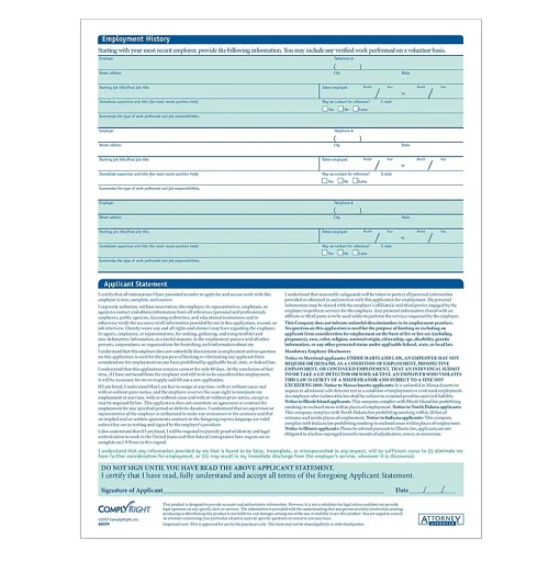 ComplyRight Hr Forms<™ 50-State Job Application - Short Form, Pack of 50 (AR0374)