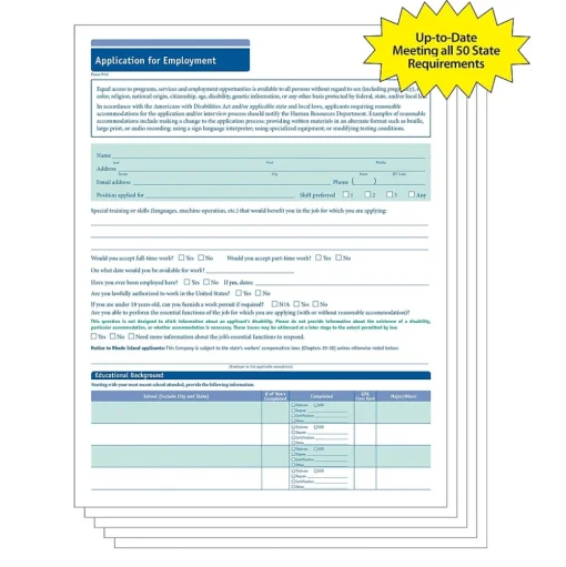 ComplyRight Hr Forms<™ 50-State Job Application - Short Form, Pack of 50 (AR0374)