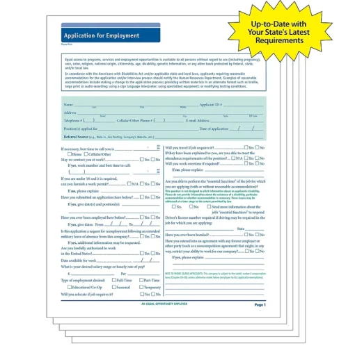 ComplyRight Hr Forms<™ 50-State Job Application (Long Form), Pack of 50 (A0019)
