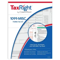 ComplyRight Tax Forms<TaxRight 2024 1099-MISC Tax Form Tax Form Set with Envelopes, 4-Part, 10/Pack (SC6103E10)