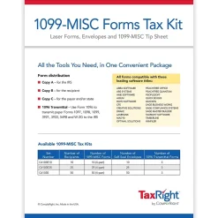 ComplyRight Tax Forms<TaxRight 2024 1099-MISC Tax Form Tax Form Set with Envelopes, 4-Part, 10/Pack (SC6103E10)