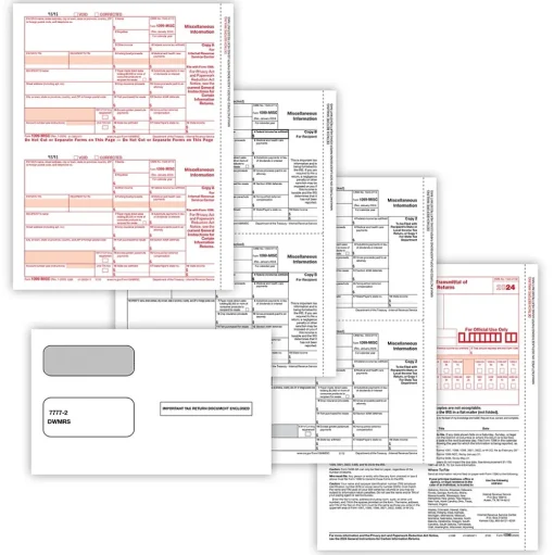 ComplyRight Tax Forms<TaxRight 2024 1099-MISC Tax Form Tax Form Set with Envelopes, 4-Part, 10/Pack (SC6103E10)
