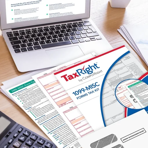 ComplyRight Tax Forms<TaxRight 2024 1099-MISC Tax Form Tax Form Set with Envelopes, 4-Part, 10/Pack (SC6103E10)