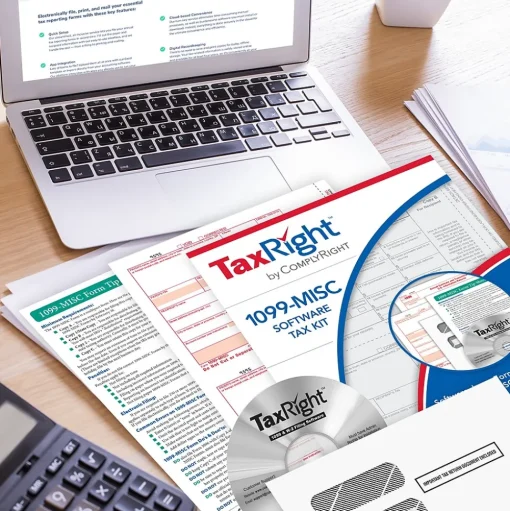 ComplyRight Tax Forms<TaxRight 2024 1099-MISC Tax Form Tax Forms, Envelopes, TipSheet & Software, 4-Part, 50/Pack (SC6103ES)