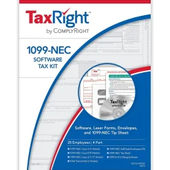 ComplyRight Tax Forms<TaxRight 2024 1099-NEC Tax Form Tax Forms, Envelopes, TipSheet & Software, 4-Part, 25/Pack (NECSC6103ES25)