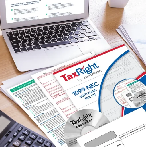 ComplyRight Tax Forms<TaxRight 2024 1099-NEC Tax Form Tax Forms, Envelopes, TipSheet & Software, 4-Part, 25/Pack (NECSC6103ES25)