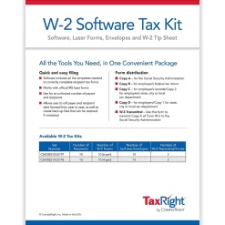 ComplyRight Tax Forms<TaxRight 2024 W-2 Tax Form Tax Forms, Envelopes, TipSheet & Software, 4-Part, 10/Pack (SC5645ES10)
