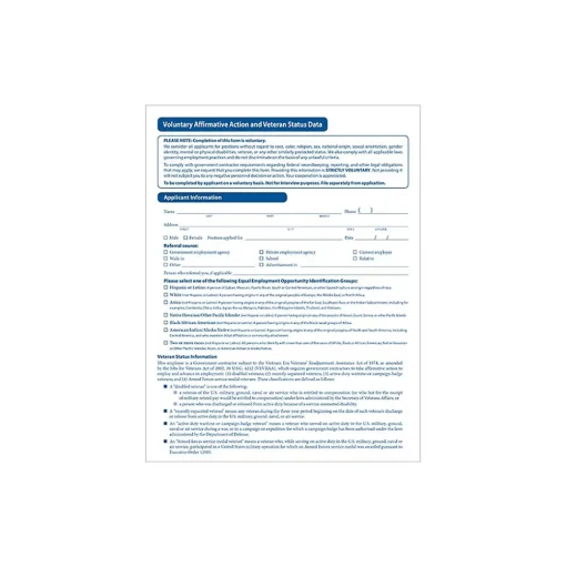 ComplyRight Hr Forms<Voluntary Affirmative Action and Veteran Status Data Form, 25/Pack (A0111PK25)