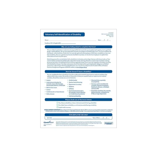 ComplyRight Hr Forms<Voluntary Self-Identification of Disability Form, 25/Pack (A0109PK25)