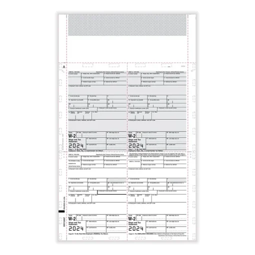 ComplyRight Tax Forms<W-2 Tax Form. Pressure Seal, 4-Up, Box Format, Copies B,C,2,2, EZ-Fold Duplex, 14", 500/Pack (PS1280Z)