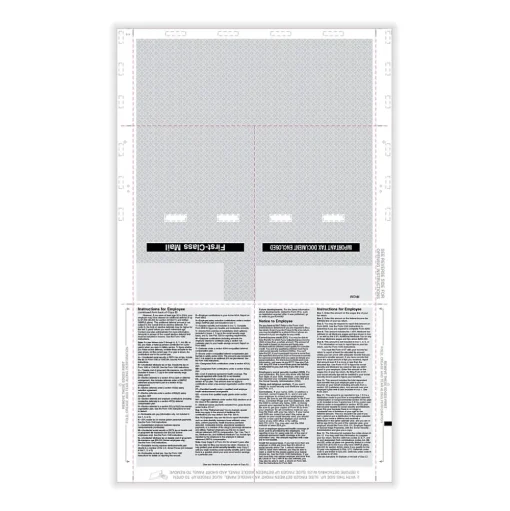 ComplyRight Tax Forms<W-2 Tax Form. Pressure Seal, 4-Up, Box Format, Copies B,C,2,2, EZ-Fold Duplex, 14", 500/Pack (PS1280Z)