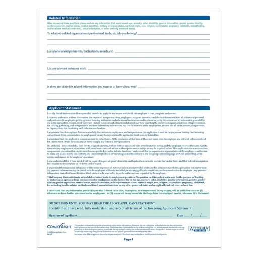 ComplyRight Hr Forms<™ West Virginia Job Application, Pack of 50 (A2179WV)