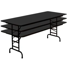 Correll Folding Tables<72-inch Metal, Particle Board & Laminate Adjustable Folding Table, Black Granite