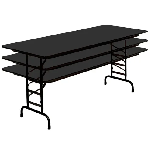 Correll Folding Tables<72-inch Metal, Particle Board & Laminate Adjustable Folding Table, Black Granite