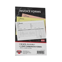 Cosco Business Forms<Artistic 3-Part Carbonless Invoices, 5.4" x 8.5", 50 Sets/Book (074008)