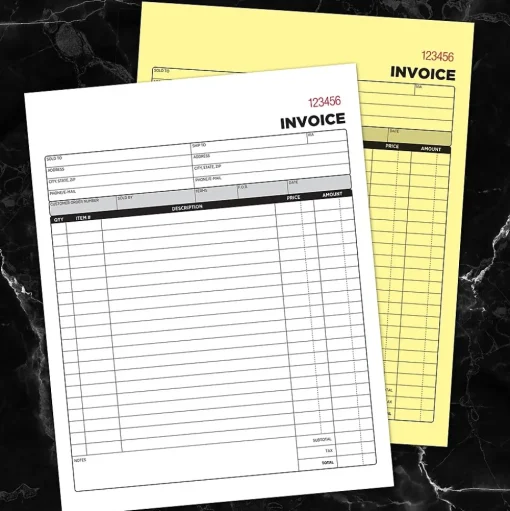 Cosco Business Forms<2-Part Carbonless Invoices, 8.38" x 10.69", 50 Sets/Book, 5/Pack (074034PK5)