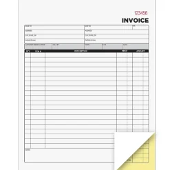 Cosco Business Forms<2-Part Carbonless Invoices, 8.38" x 10.69", 50 Sets/Book, 5/Pack (074034PK5)