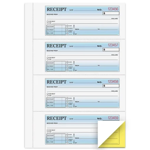 Cosco Business Forms<2-Part Carbonless Receipts, 7.63" x 11", 200 Sets/Book (074037PK2)