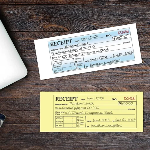 Cosco Business Forms<2-Part Carbonless Receipts, 7.63" x 11", 200 Sets/Book (074037PK2)