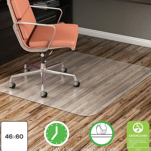 Deflect-O Chair Mats<Hard Floor Chair Mat, 48" x 60", Clear (CM24442FBLKSS)