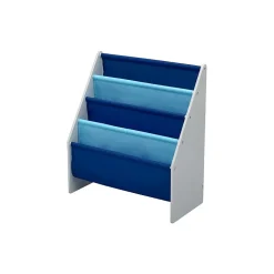 Delta Children Bookcases<Sling Book Rack 4-Tier 28"H Bookshelf, Gray/Blue (TB84414GN-026)