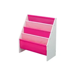 Delta Children Bookcases<Sling Book Rack 4-Tier 28"H Bookshelf, Bianca White/Pink (TB84413GN-130)