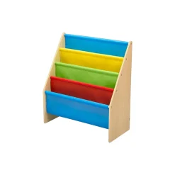 Delta Children Bookcases<Sling Book Rack 4-Tier 28"H Bookshelf, Natural/Blue/Red/Green/Yellow (TB84452GN-1189)