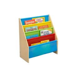 Delta Children Bookcases<Sling Book Rack 4-Tier 28"H Bookshelf, Natural/Blue/Red/Green/Yellow (TB84452GN-1189)