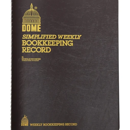 Dome Accounting & Record Journals<Simple Weekly Bookkeeping Record, 8.75" x 11.25", Black (600)