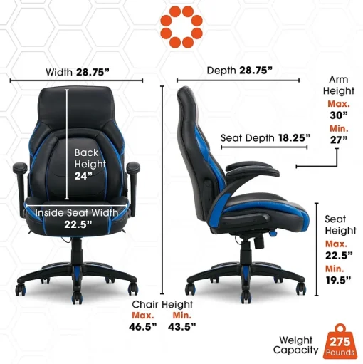 Dormeo Office Chairs<Ergonomic Faux Leather Swivel Manager's Chair, Blue (60030-BLU)