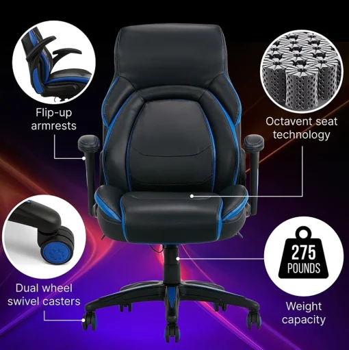 Dormeo Office Chairs<Ergonomic Faux Leather Swivel Manager's Chair, Blue (60030-BLU)