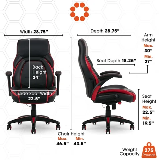 Dormeo Ergonomic Chairs<Vantage Ergonomic Bonded Leather Swivel Manager Chair, (60030-RED)