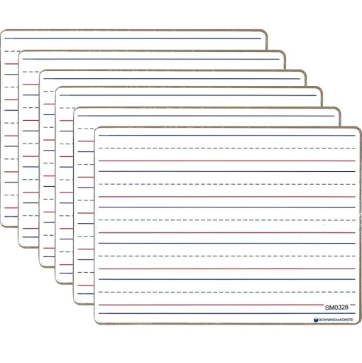 Dowling Magnets Dry Erase<Double-Sided Plastic Dry-Erase Whiteboard, 12" x 8.75", 6/Bundle (DO-72500025-6)