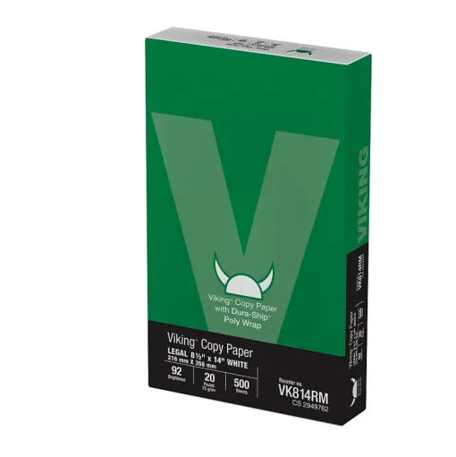 Quill Brand Copy Paper<Dura-Ship Viking 8.5" x 14" Poly Wrap Copy Paper, 20 lbs., 92 Brightness, 500 Sheets/Ream (VK814Ream)