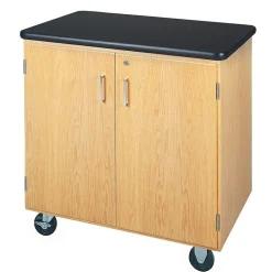 DWI Storage Cabinets<Mobile Storage Solid Oak Wood Cabinet With Plastic Laminate Top