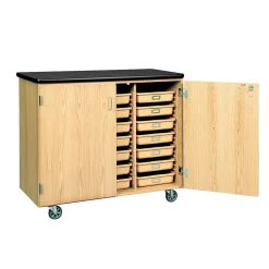 DWI Storage Cabinets<Mobile Tote Tray Laminate, Oak Wood Storage Cabinet