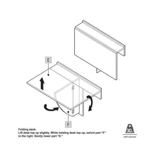 Eden Grove Shelving<MDF Mounted Desk Shelf, 30", White (9502010)
