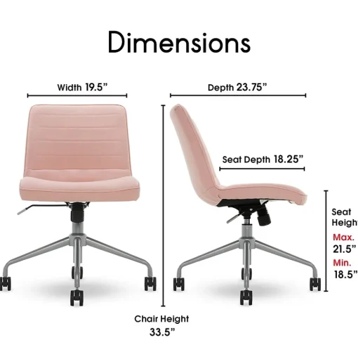 Elle Decor Office Chairs<Adelaide Fabric Task Chair, Pink (48214A)