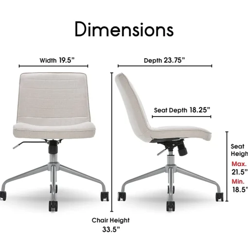 Elle Decor Office Chairs<Adelaide Fabric Task Chair, Ivory (48214B)