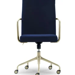 Elle Decor Office Chairs<Giselle Fabric Computer and Desk Chair, Navy Blue/Gold (CHR10058C)