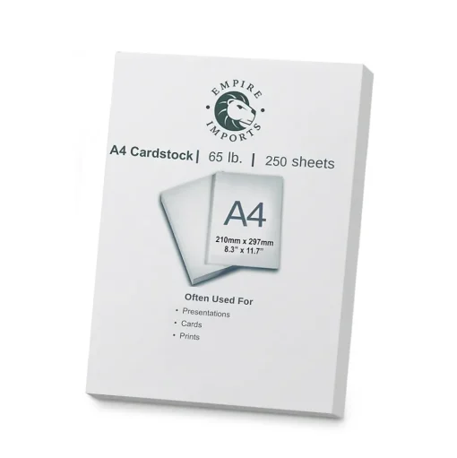 Empire Imports Card Stock<65 lb. Cardstock Paper, 8.27" x 11.69", White, 250 Sheets/Ream (A4CARD)