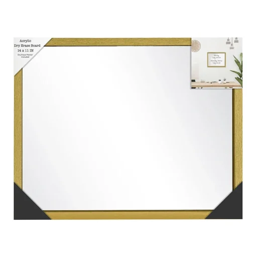 Enchante Dry Erase<Acrylic Dry-Erase Whiteboard, 11" x 14" (STH5047 GLD)
