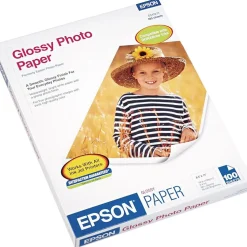 Epson Photo Paper<Glossy Photo Paper, 8.5" x 11", 100 Sheets/Pack (EPSS041271)