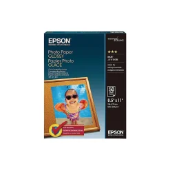 Epson Photo Paper<Glossy Photo Paper, 8.5" x 11", 50 Sheets/Pack (S041649)