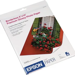 Epson Photo Paper<Glossy Photo Paper, 8" x 10", 20 Sheets/Pack (S041465)