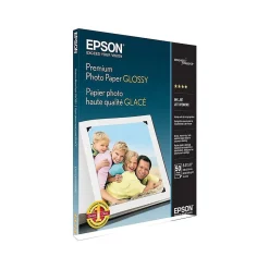 Epson Photo Paper<Premium Glossy Photo Paper, 8.5" x 11", 50 Sheets/Pack (S041667)