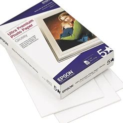 Epson Photo Paper<Ultra Premium Glossy Photo Paper, 4" x 6", 100 Sheets/Pack (EPSS042174)