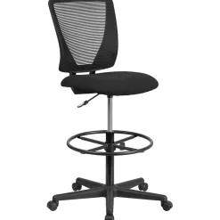 Flash Furniture Office Chairs<Ergonomic Mid-Back Mesh Drafting Chair with Black Fabric Seat and Adjustable Foot Ring [GO-2100-GG]