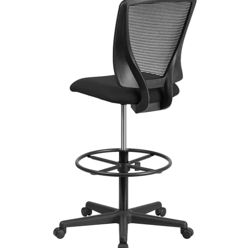 Flash Furniture Office Chairs<Ergonomic Mid-Back Mesh Drafting Chair with Black Fabric Seat and Adjustable Foot Ring [GO-2100-GG]
