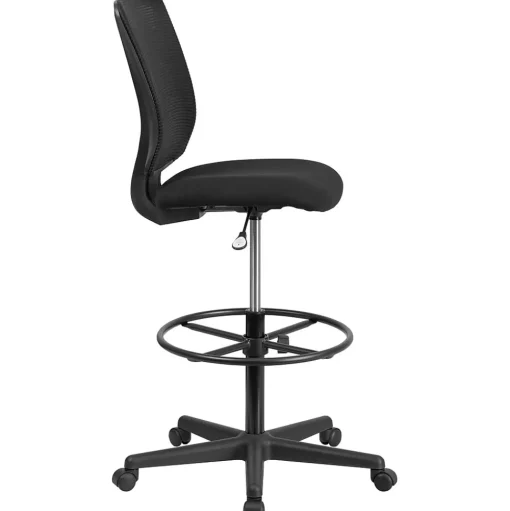 Flash Furniture Office Chairs<Ergonomic Mid-Back Mesh Drafting Chair with Black Fabric Seat and Adjustable Foot Ring [GO-2100-GG]